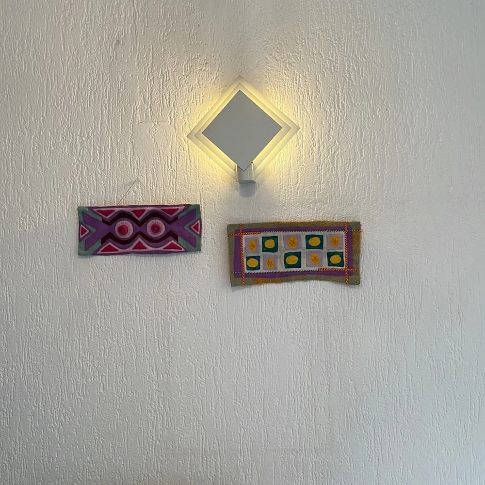 Hand-sewn textile wall hanging tapestry OOAK